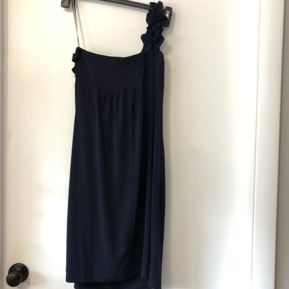 Enfocus Studio Navy One Shoulder Cocktail Dress - Picture 11 of 11